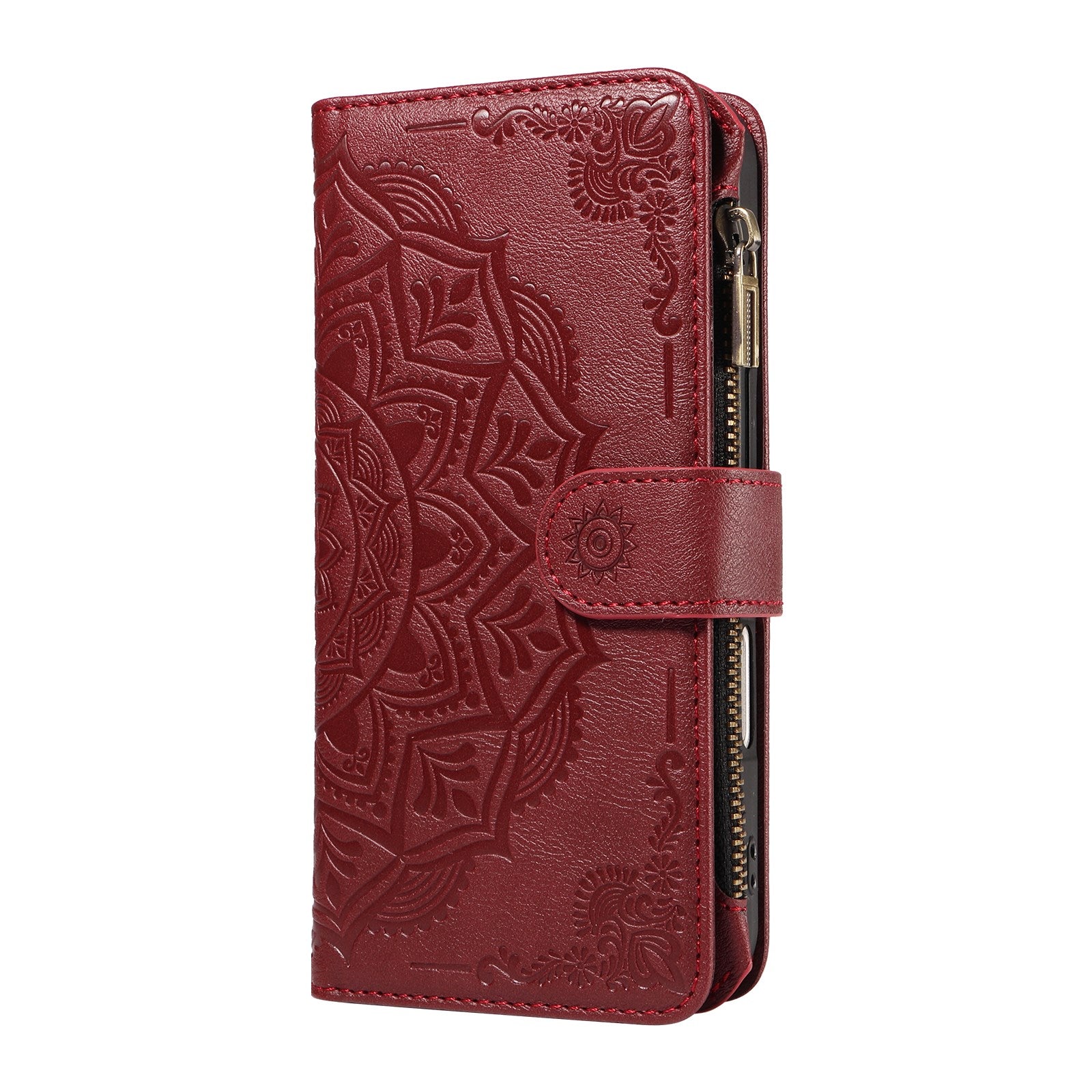 iPhone 17e / 16e EIDERWOOD Flipcase m. 9 x Kortholder / Lynlåslomme / RFDI-Blokering / Rem - Rød