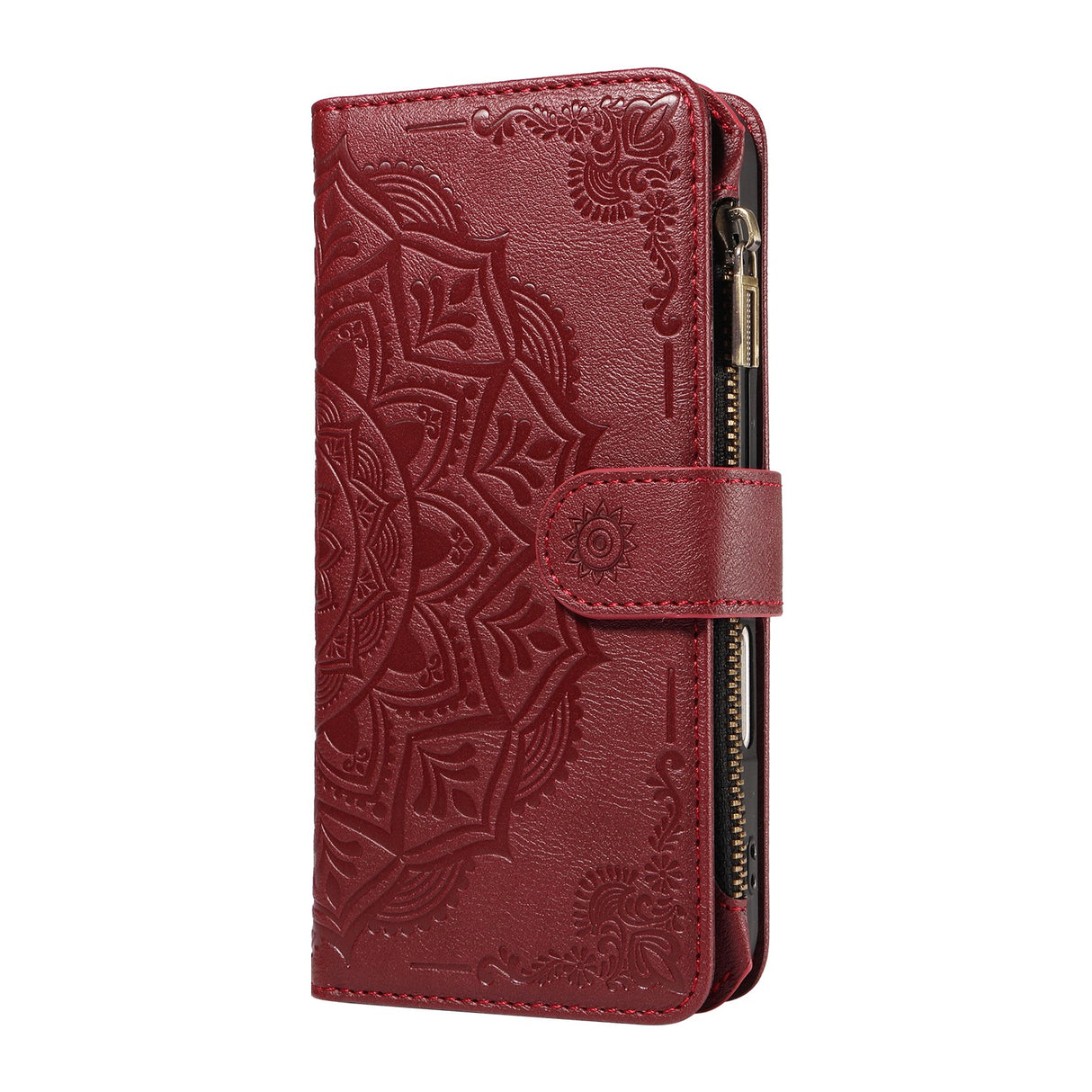iPhone 17e / 16e EIDERWOOD Flipcase m. 9 x Kortholder / Lynlåslomme / RFDI-Blokering / Rem - Rød