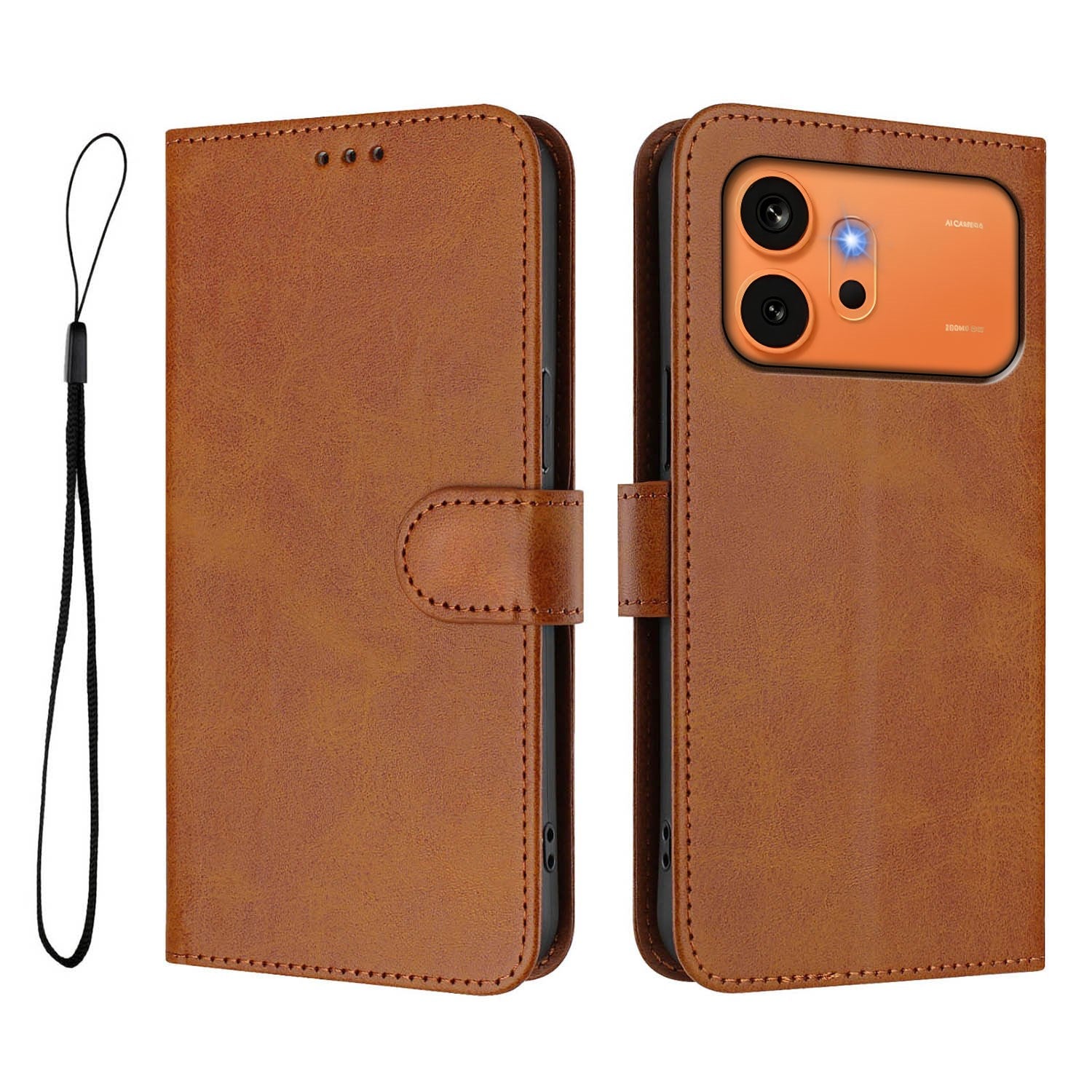 Honor 600 / 600 Pro EIDERWOOD Kunstlæder Flip Cover inkl. Strop - Brun