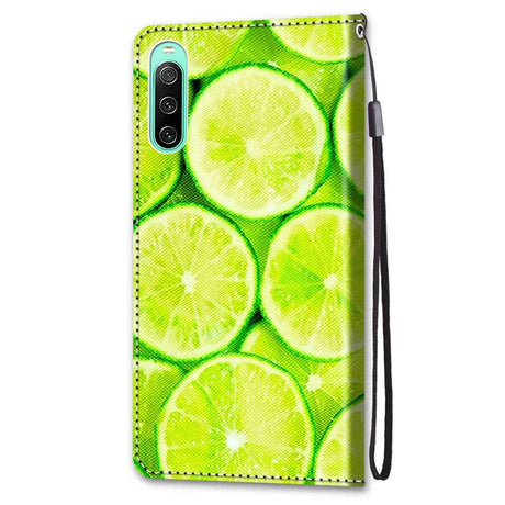 Sony Xperia 10 IV Læder Flip Cover m. Pung og Strop - Lime