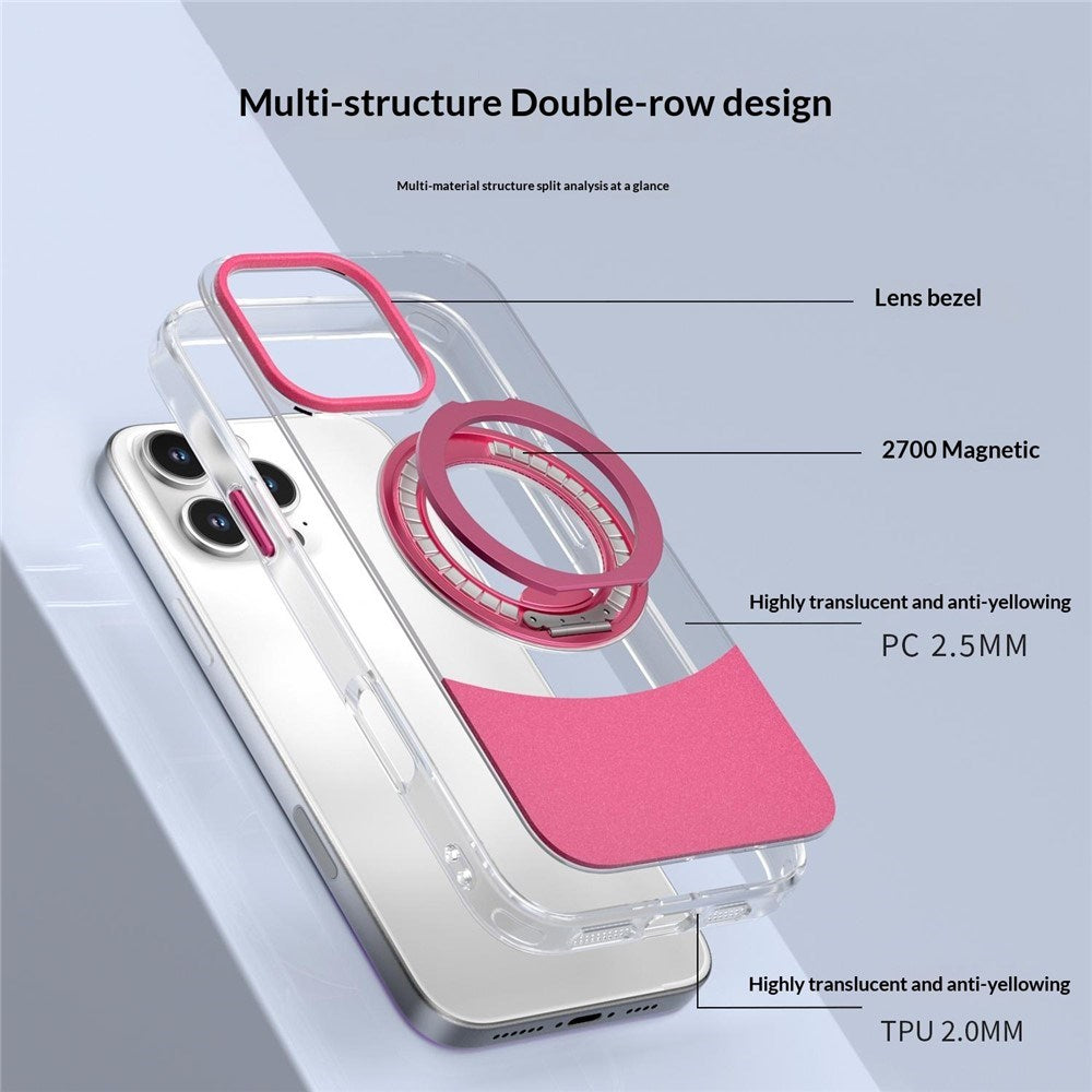 iPhone 16 Pro EIDERWOOD Hybrid Mobilcover med Ståfunktion - MagSafe Kompatibel - Gennemsigtig / Pink