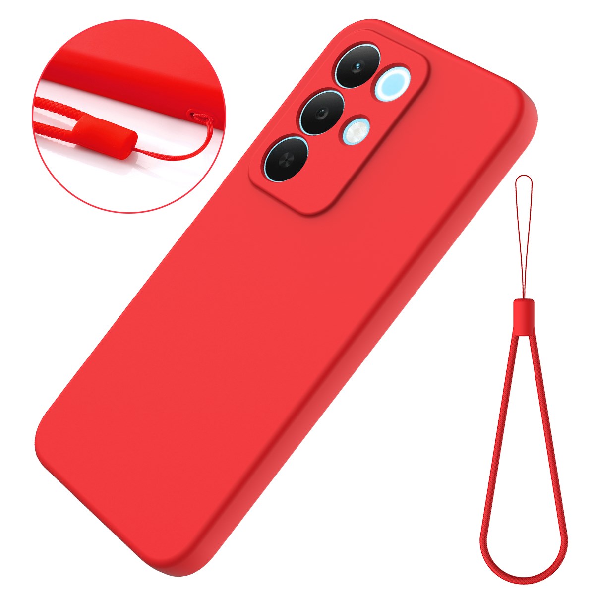 Realme C100 EIDERWOOD Silikone Bagside Cover m. Strop - Rød