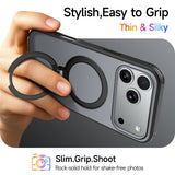 iPhone 18 Pro / 17 Pro EIDERWOOD Hybrid Plast Bagside Cover m. Roterende Kickstand - MagSafe Kompatibel - Sort