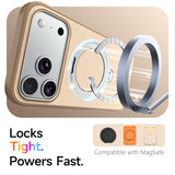 iPhone 18 Pro / 17 Pro EIDERWOOD Hybrid Plast Bagside Cover m. Roterende Kickstand - MagSafe Kompatibel - Beige