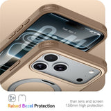 iPhone 18 Pro / 17 Pro EIDERWOOD Hybrid Plast Bagside Cover m. Roterende Kickstand - MagSafe Kompatibel - Beige