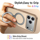 iPhone 18 Pro / 17 Pro EIDERWOOD Hybrid Plast Bagside Cover m. Roterende Kickstand - MagSafe Kompatibel - Beige