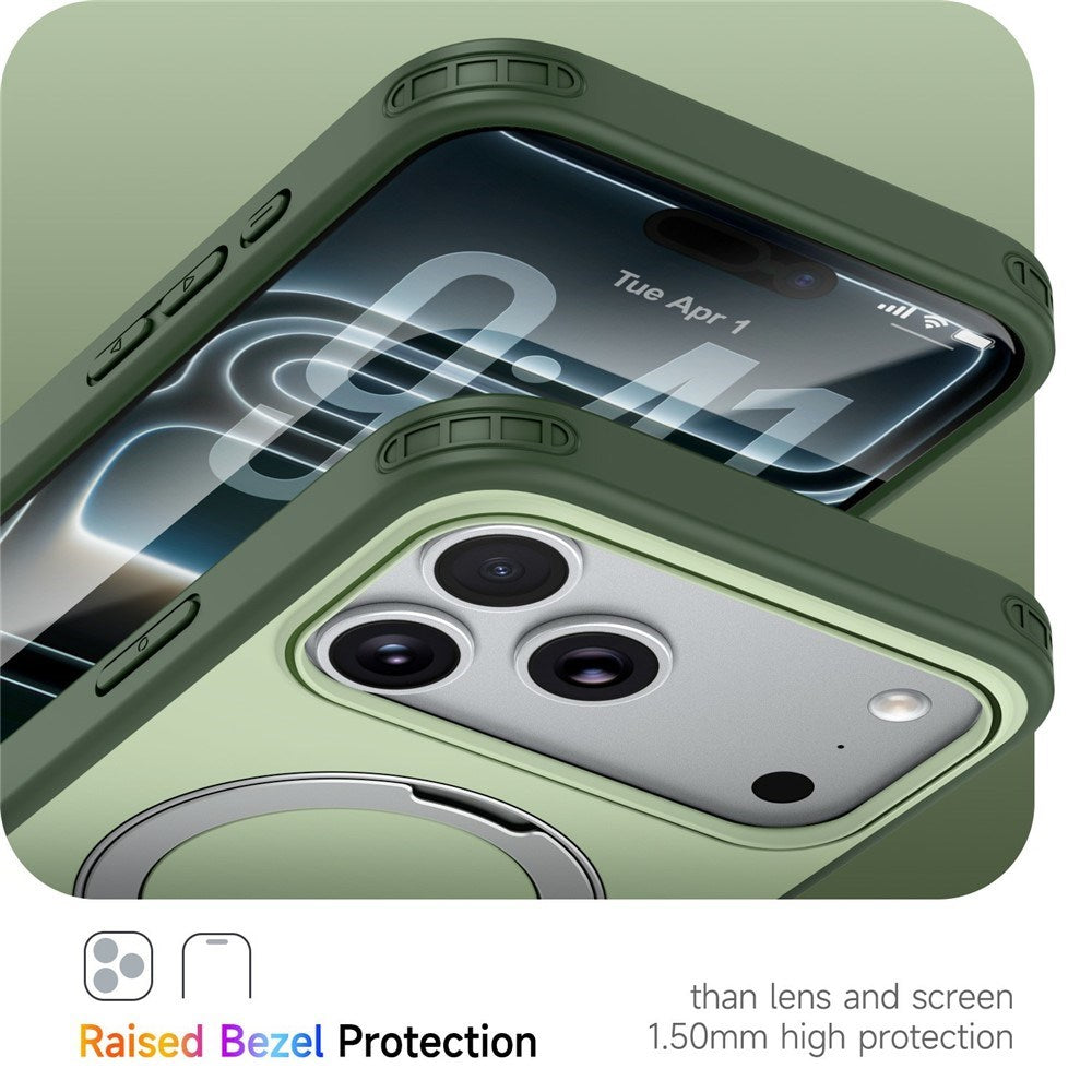 iPhone 18 Pro / 17 Pro EIDERWOOD Hybrid Plast Bagside Cover m. Roterende Kickstand - MagSafe Kompatibel - Grøn