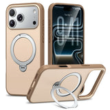 iPhone 18 Pro Max / 17 Pro Max EIDERWOOD Hybrid Plast Bagside Cover m. Roterende Kickstand - MagSafe Kompatibel - Beige