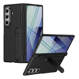 Samsung Galaxy Z Fold8 Hårdt Plast Bagside Cover m. Beskyttelsesglas & Kickstand - Sort