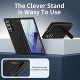 Samsung Galaxy Z Fold8 Hårdt Plast Bagside Cover m. Beskyttelsesglas & Kickstand - Sort