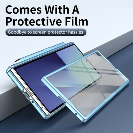 Samsung Galaxy Z Fold8 Ultra Hårdt Plast Bagside Cover m. Beskyttelsesglas & Kickstand - Lyseblå