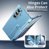 Samsung Galaxy Z Fold8 Hårdt Plast Bagside Cover m. Beskyttelsesglas & Kickstand - Lyseblå