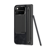 Google Pixel 11 Pro Fold EIDERWOOD Kunstlæder Mobilcover m. Hærdet Glas - Sort