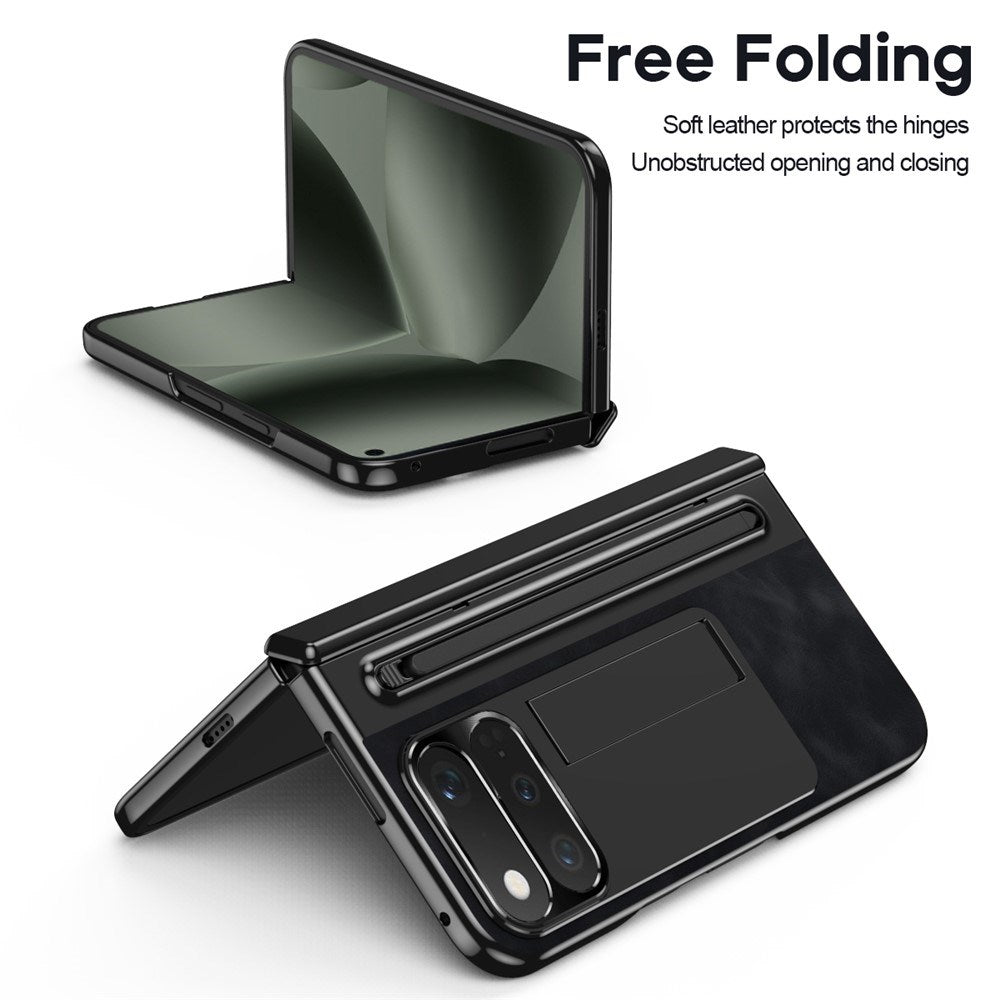 Google Pixel 11 Pro Fold EIDERWOOD Kunstlæder Mobilcover m. Hærdet Glas - Sort
