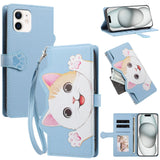iPhone 12 / 12 Pro Flip Cover - 3D Katteører - Kortholder - Ståfunktion - Blå