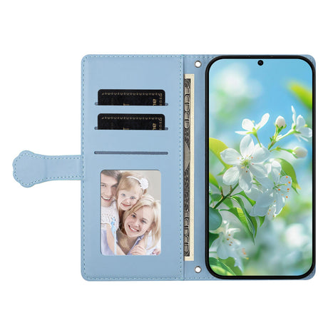 iPhone 16 Pro Flip Cover - 3D Katteører - Kortholder - Ståfunktion - Blå