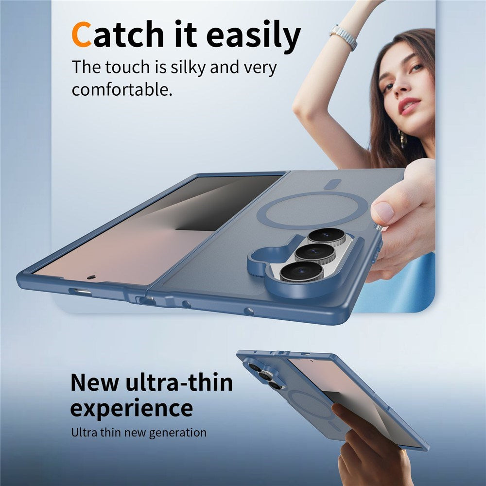 Samsung Galaxy Z Fold8 Mat Fleksibelt Plast Bagside Cover - MagSafe Kompatibel - Blå
