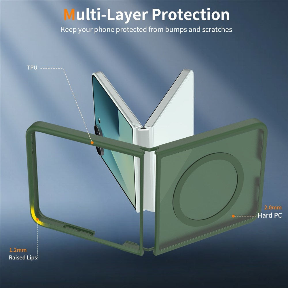 Samsung Galaxy Z Flip8 Mat Fleksibelt Plast Bagside Cover - MagSafe Kompatibel - Grøn
