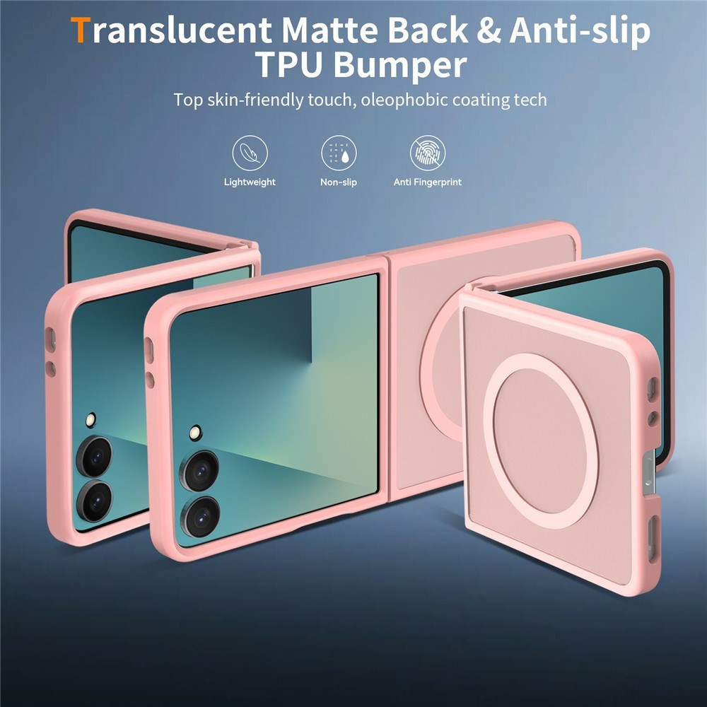 Samsung Galaxy Z Flip8 Mat Fleksibelt Plast Bagside Cover - MagSafe Kompatibel - Lyserød