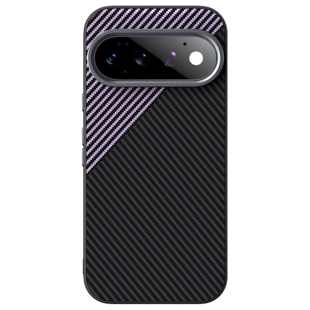 Google Pixel 11 ABEEL Hybrid Mobilcover m. Karbonfibretekstur - Sort / Lilla