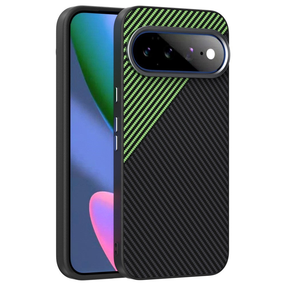 Google Pixel 11 Pro XL ABEEL Hybrid Mobilcover m. Karbonfibretekstur - Sort / Grøn