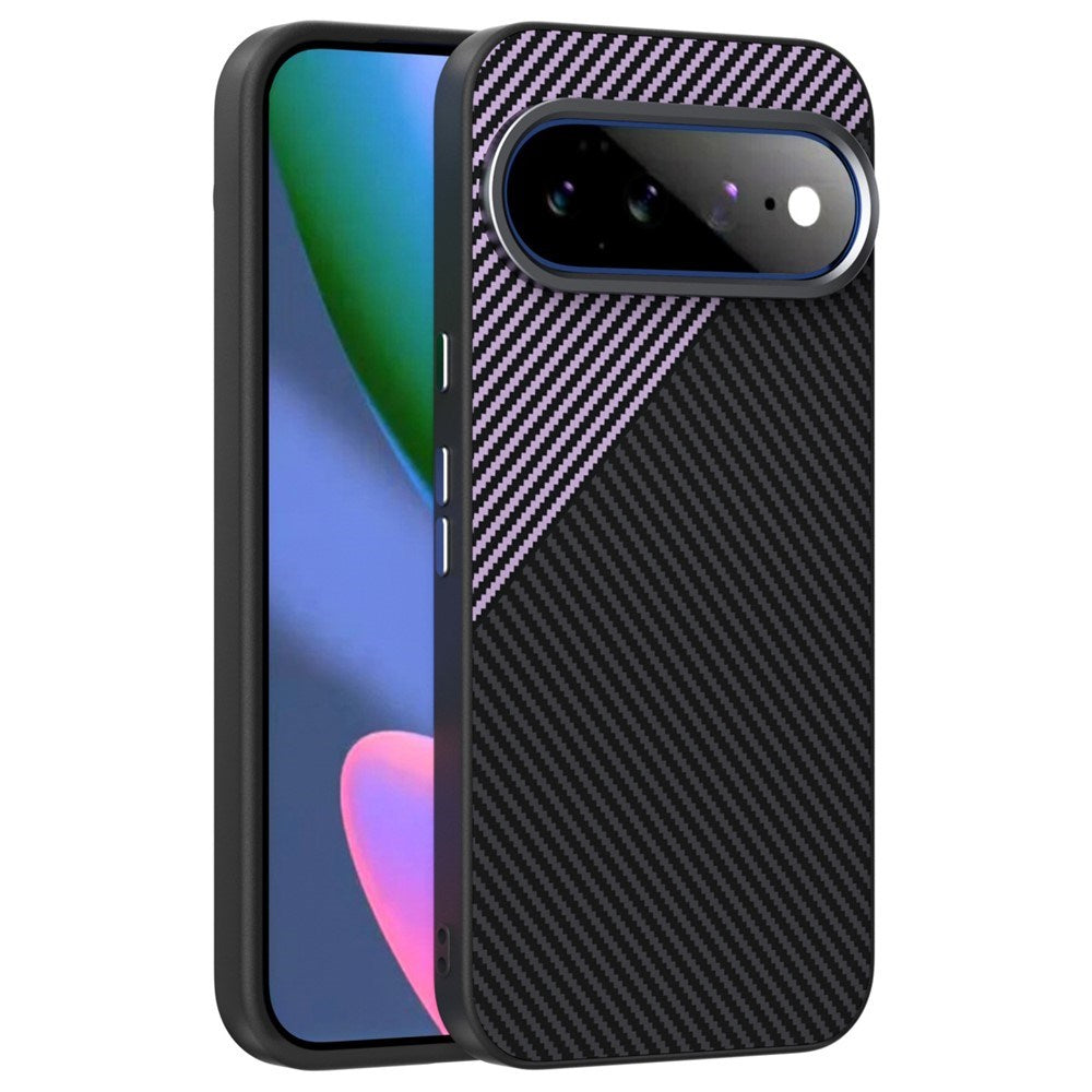 Google Pixel 11 Pro XL ABEEL Hybrid Mobilcover m. Karbonfibretekstur - Sort / Lilla
