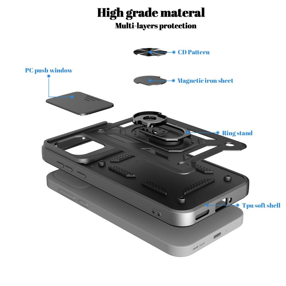 EIDERWOOD OnePlus Nord CE6 Hybrid Håndværker Mobil Cover m. Kickstand & Cam Slider - Sort