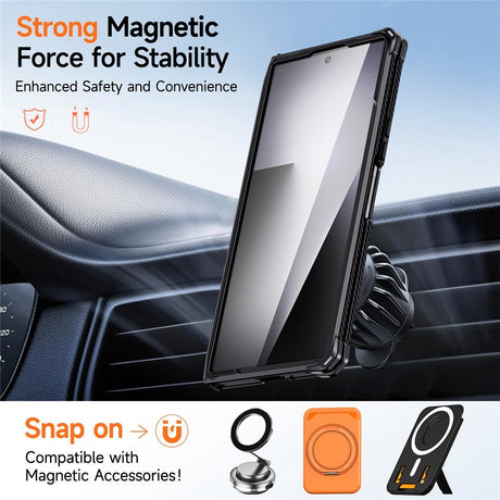 Samsung Galaxy Z Fold8 Ultra / Fold7 EIDERWOOD Håndværkercover m. Indbygget Ståfunktion - MagSafe Kompatibel - Sort