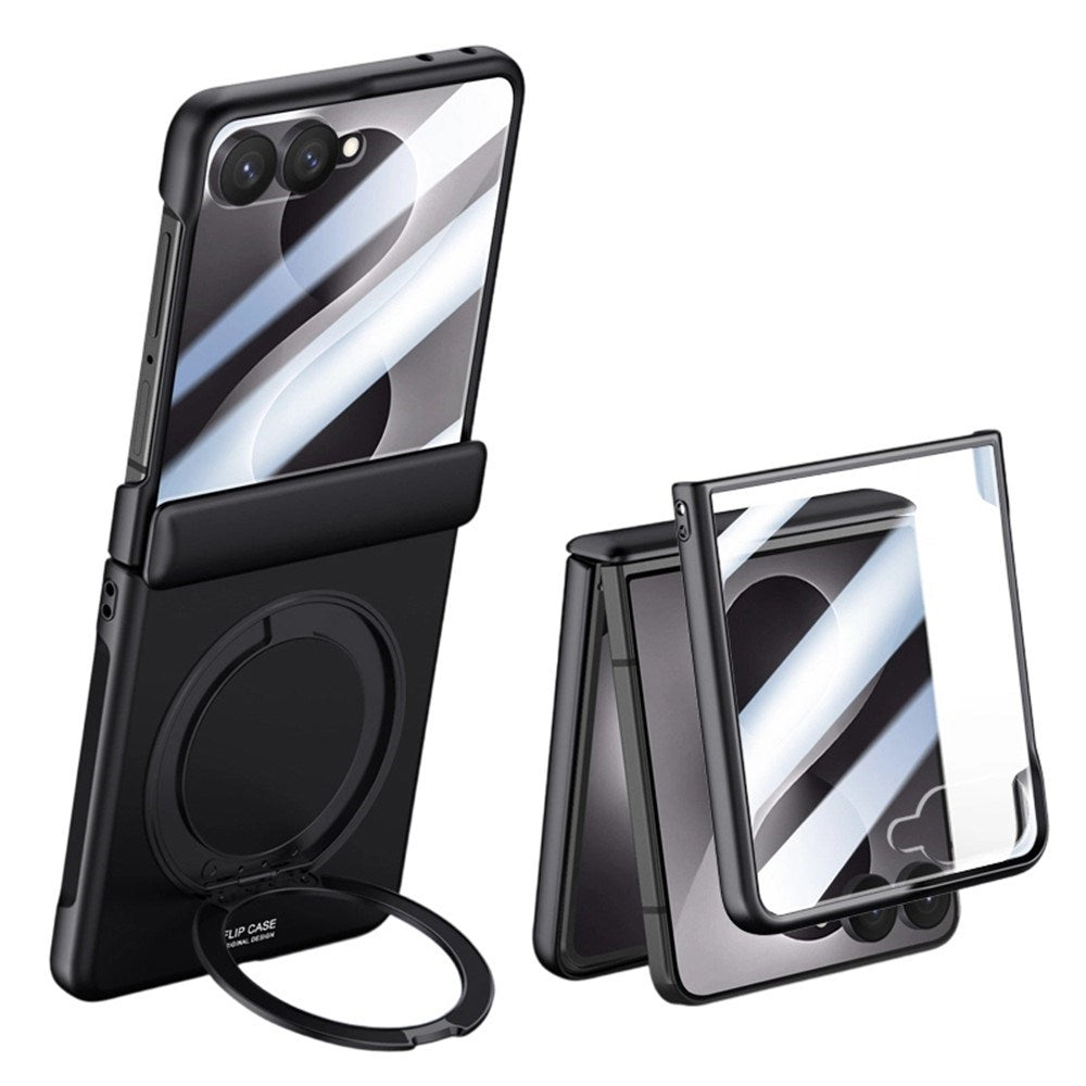 Samsung Galaxy Z Flip8 EIDERWOOD Mobilcover - Indbygget Skærmbeskyttelse & Ståfunktion - Sort