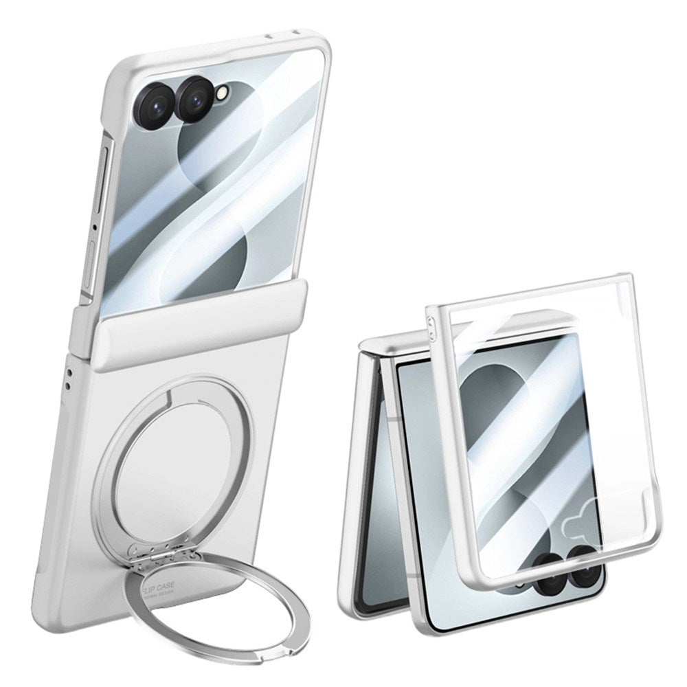 Samsung Galaxy Z Flip8 EIDERWOOD Mobilcover - Indbygget Skærmbeskyttelse & Ståfunktion - Sølv