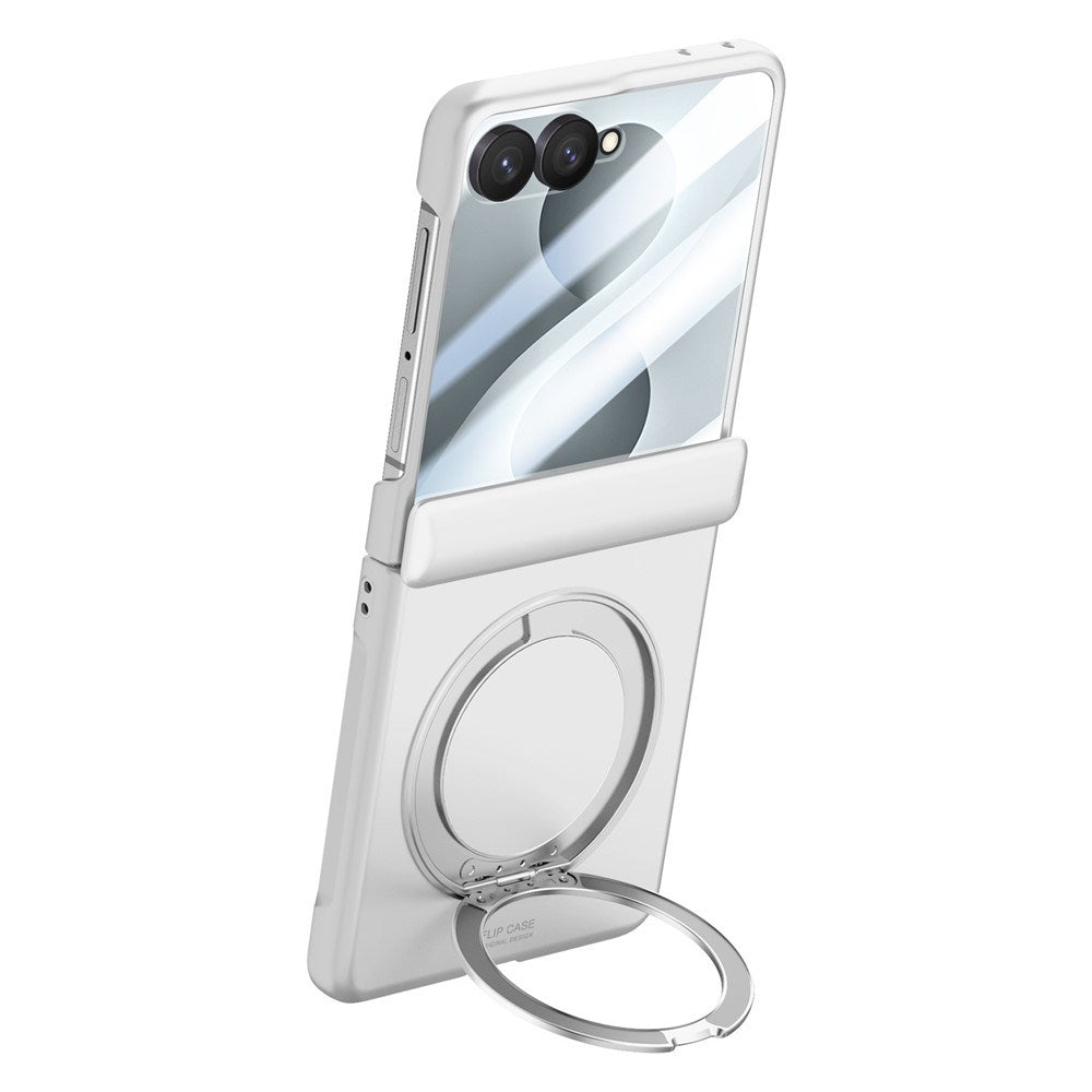 Samsung Galaxy Z Flip8 EIDERWOOD Mobilcover - Indbygget Skærmbeskyttelse & Ståfunktion - Sølv