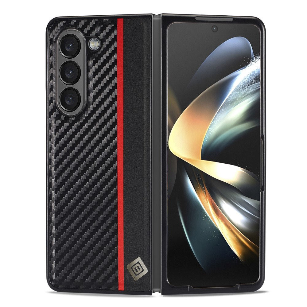 Samsung Galaxy Z Fold8 Ultra LC.IMEEKE Kunstlæder Mobilcover m. Carbon Fiber - Sort