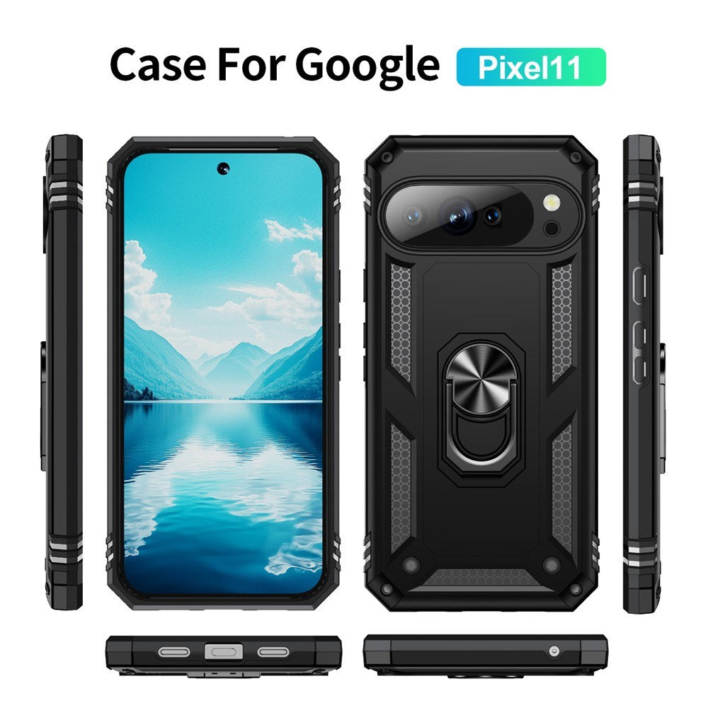 Google Pixel 11 / 11 Pro EIDERWOOD Håndværker Mobil Cover m. 360 Roterbar Kickstand - Sort
