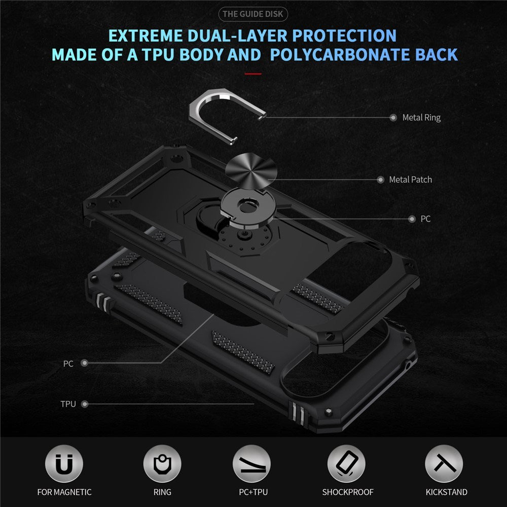 Google Pixel 11 / 11 Pro EIDERWOOD Håndværker Mobil Cover m. 360 Roterbar Kickstand - Sort