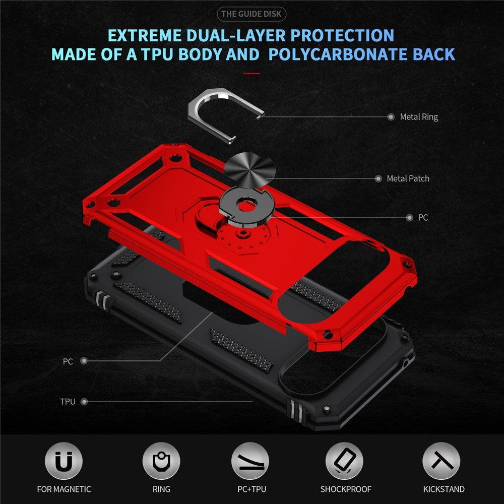 Google Pixel 11 / 11 Pro EIDERWOOD Håndværker Mobil Cover m. 360 Roterbar Kickstand - Rød