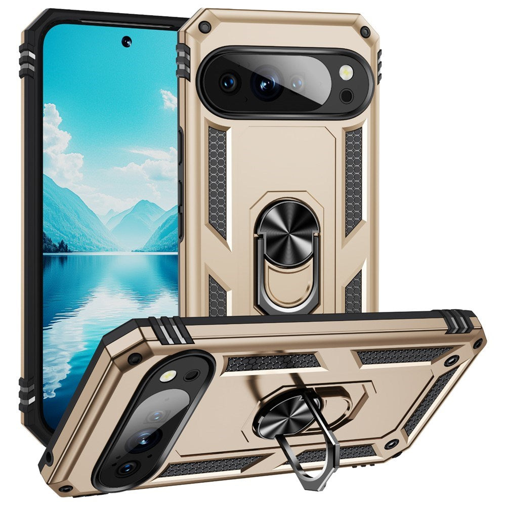 Google Pixel 11 / 11 Pro EIDERWOOD Håndværker Mobil Cover m. 360 Roterbar Kickstand - Guld