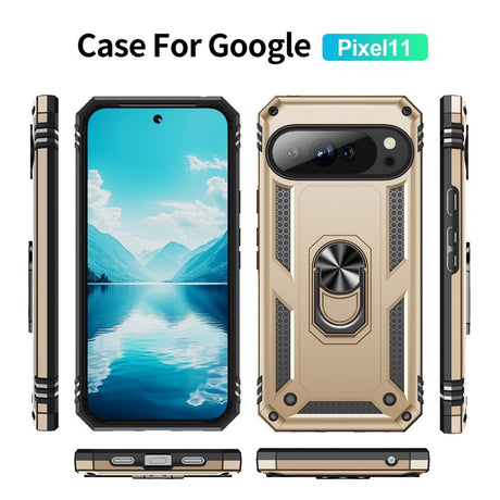 Google Pixel 11 / 11 Pro EIDERWOOD Håndværker Mobil Cover m. 360 Roterbar Kickstand - Guld