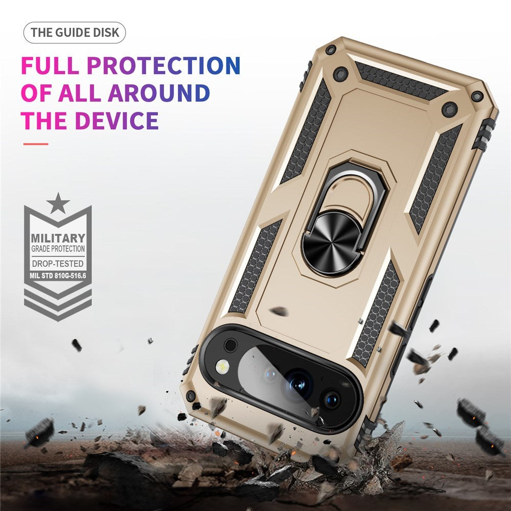 Google Pixel 11 / 11 Pro EIDERWOOD Håndværker Mobil Cover m. 360 Roterbar Kickstand - Guld