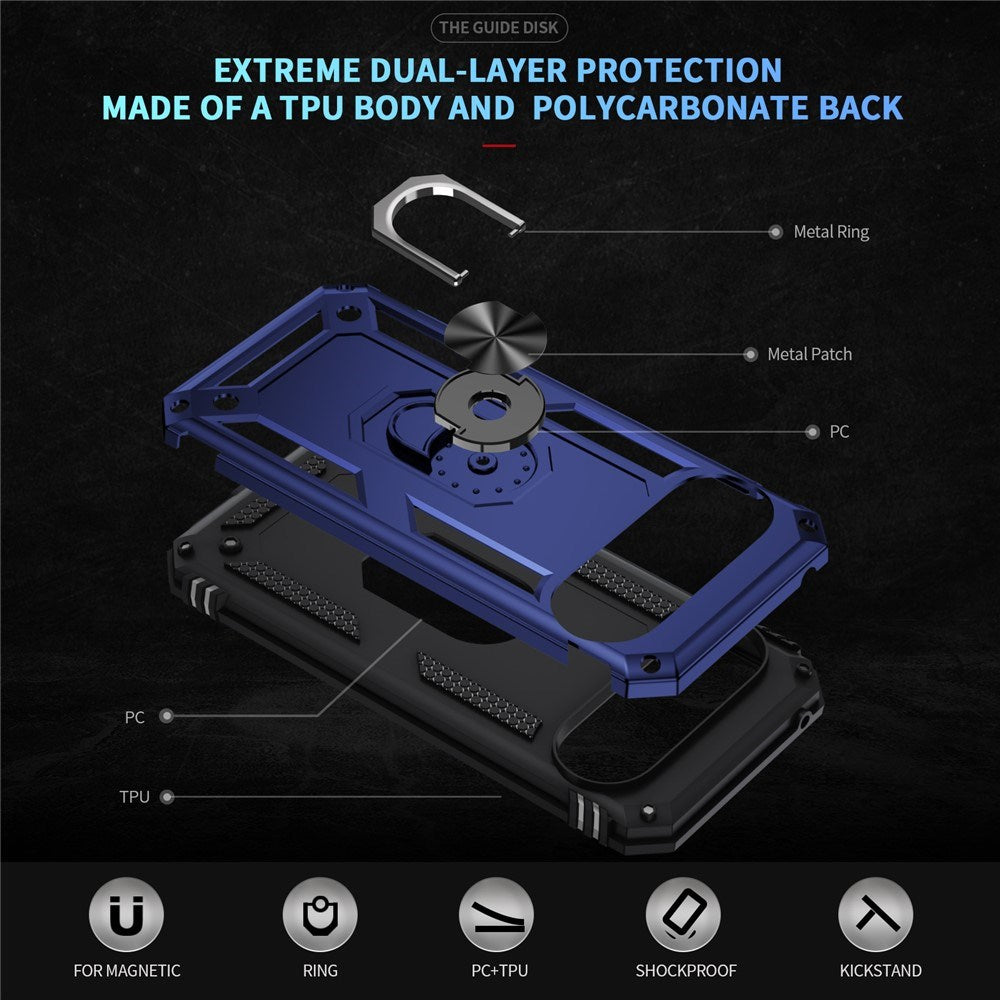 Google Pixel 11 / 11 Pro EIDERWOOD Håndværker Mobil Cover m. 360 Roterbar Kickstand - Blå