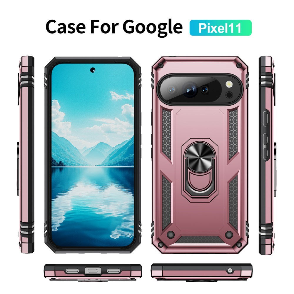 Google Pixel 11 / 11 Pro EIDERWOOD Håndværker Mobil Cover m. 360 Roterbar Kickstand - Rose Gold