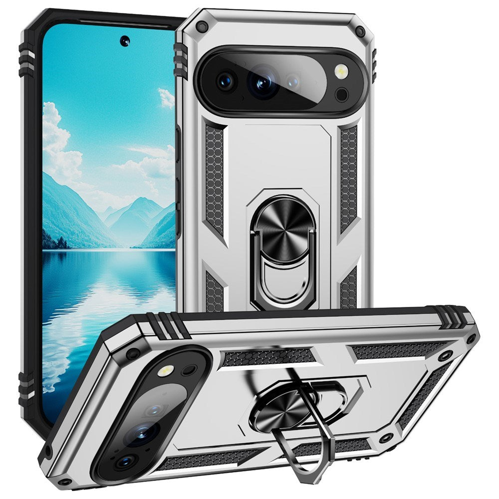 Google Pixel 11 / 11 Pro EIDERWOOD Håndværker Mobil Cover m. 360 Roterbar Kickstand - Sølv