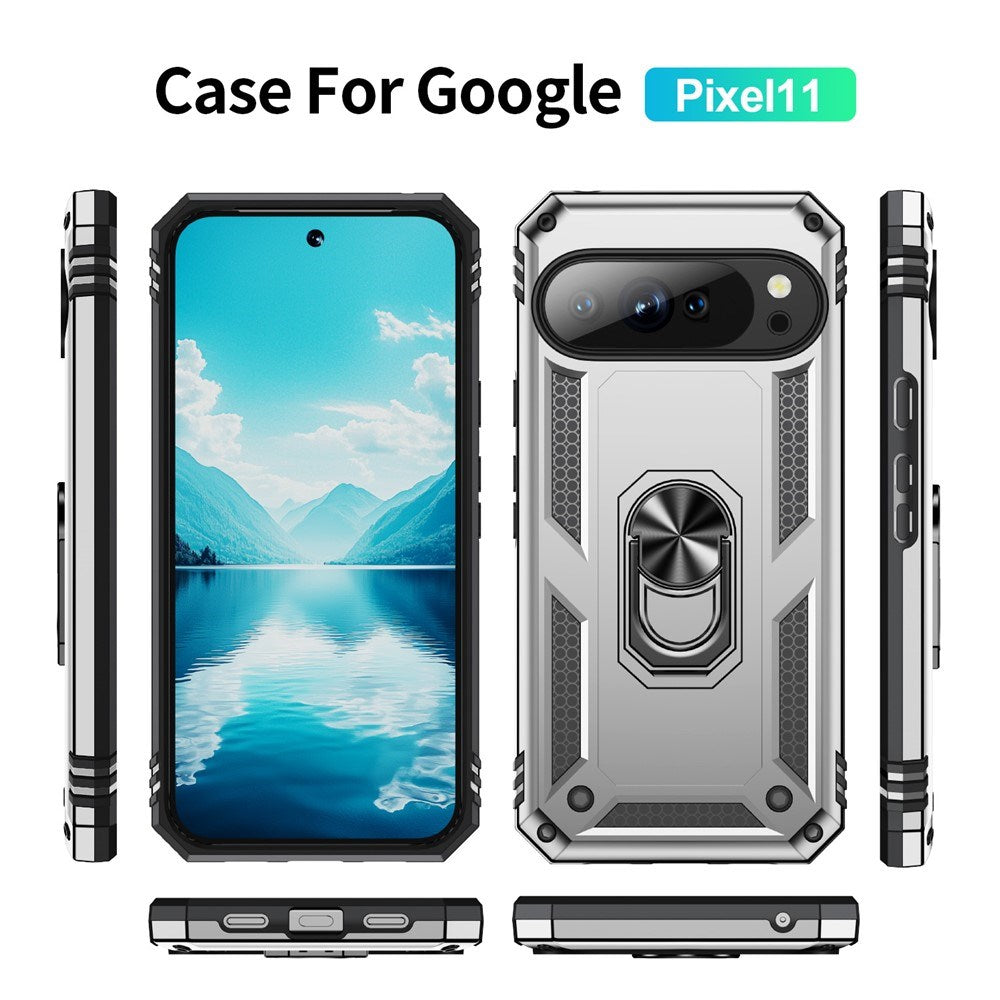 Google Pixel 11 / 11 Pro EIDERWOOD Håndværker Mobil Cover m. 360 Roterbar Kickstand - Sølv