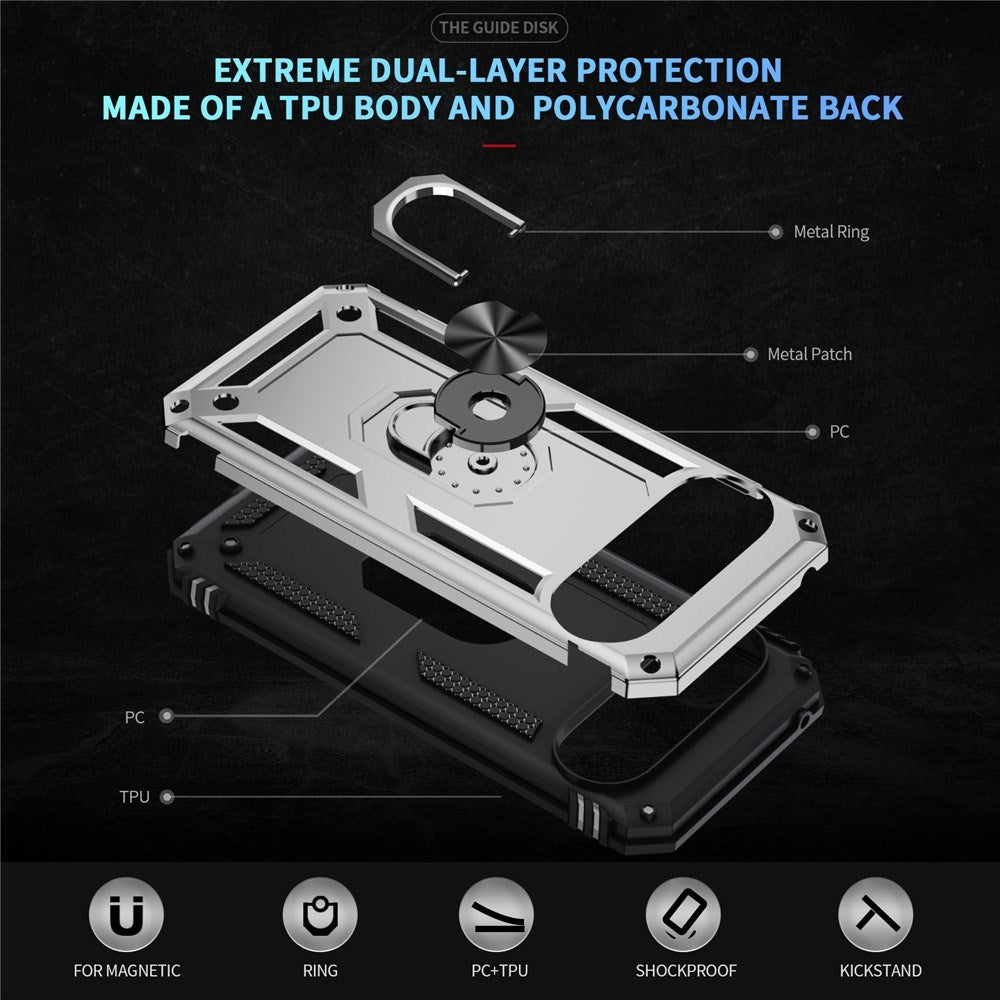 Google Pixel 11 / 11 Pro EIDERWOOD Håndværker Mobil Cover m. 360 Roterbar Kickstand - Sølv