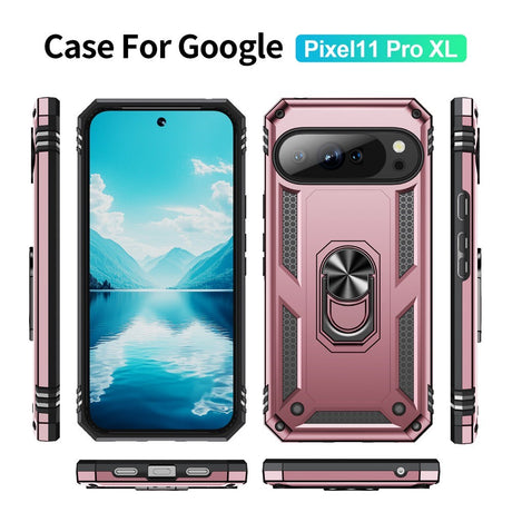 Google Pixel 11 Pro XL EIDERWOOD Håndværker Mobil Cover m. 360 Roterbar Kickstand - Rose Gold