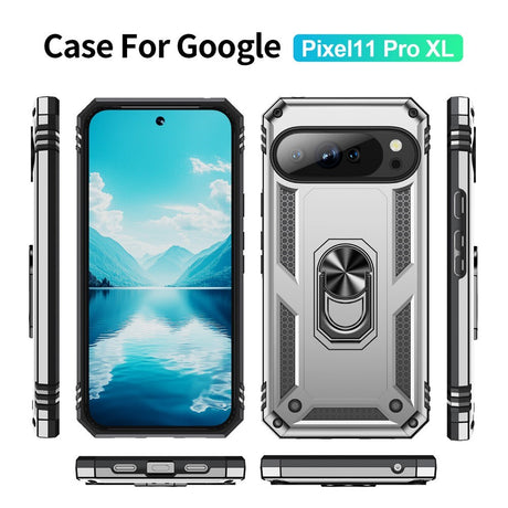 Google Pixel 11 Pro XL EIDERWOOD Håndværker Mobil Cover m. 360 Roterbar Kickstand - Sølv