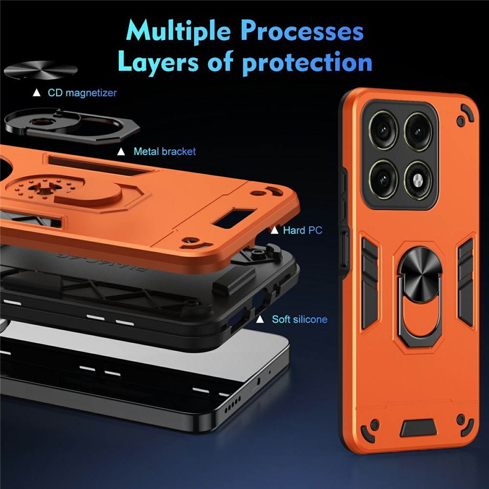 Motorola Edge 70 Pro EIDERWOOD Hybrid Håndværker Bagside Cover m. Kickstand - Orange