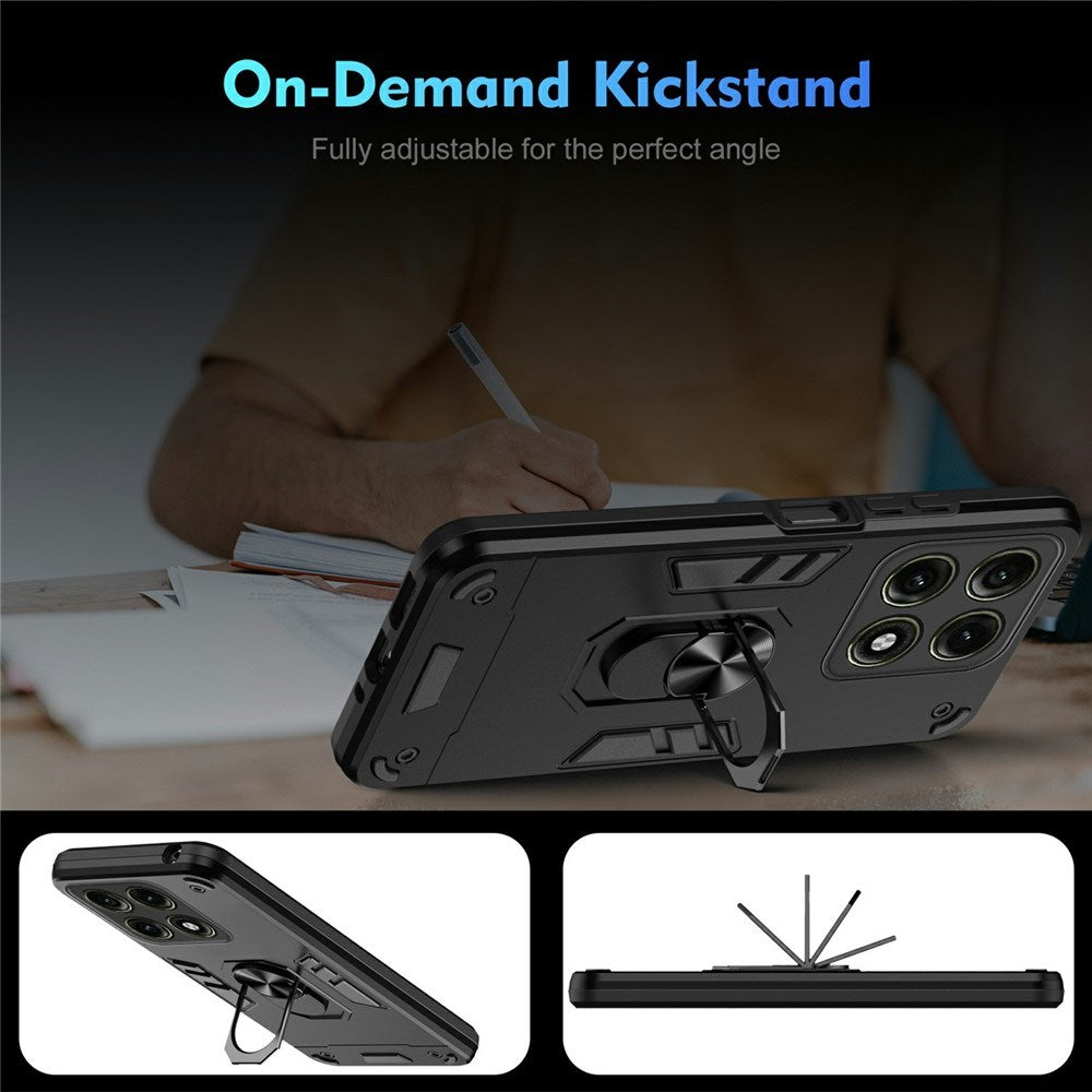 Motorola Edge 70 Pro EIDERWOOD Hybrid Håndværker Bagside Cover m. Kickstand - Sort