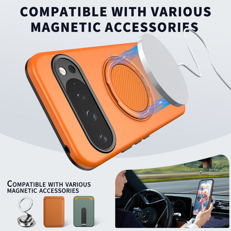 Google Pixel 11 / 11 Pro EIDERWOOD Hybrid Plast Bagside Cover m. Roterende Kickstand - MagSafe Kompatibel - Orange