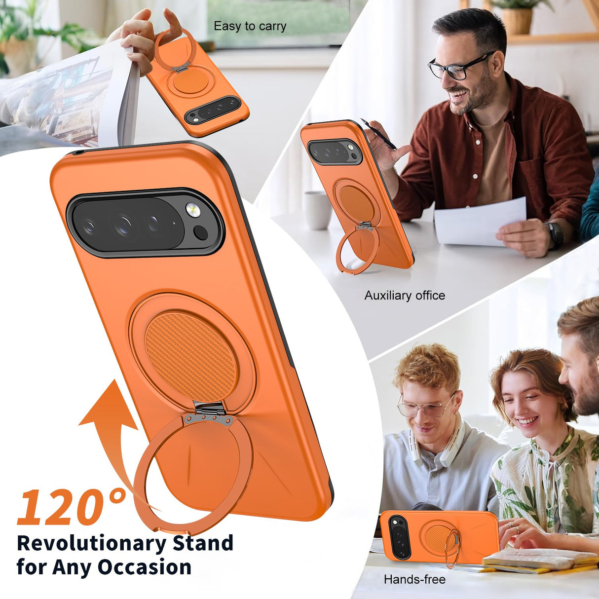 Google Pixel 11 / 11 Pro EIDERWOOD Hybrid Plast Bagside Cover m. Roterende Kickstand - MagSafe Kompatibel - Orange