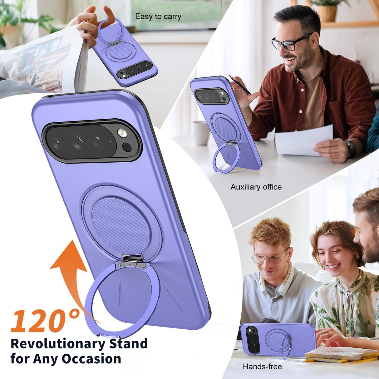 Google Pixel 11 / 11 Pro EIDERWOOD Hybrid Plast Bagside Cover m. Roterende Kickstand - MagSafe Kompatibel - Lilla